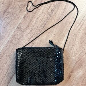 Vintage 80s Black Mesh Crossbody Bag